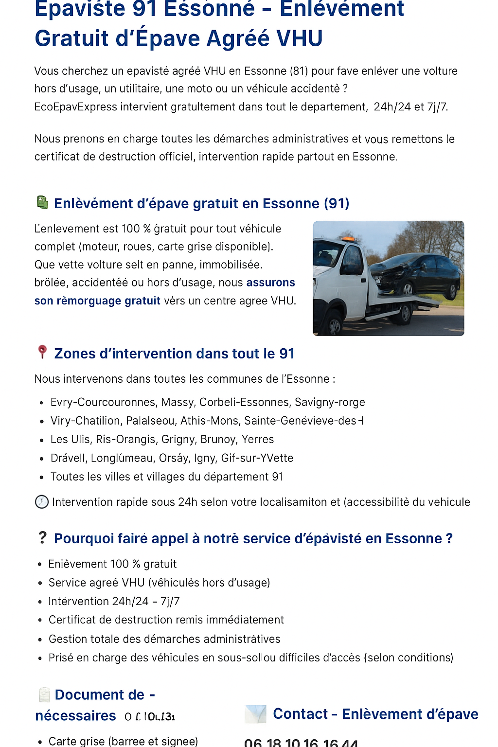 Enlèvement épave Loiret